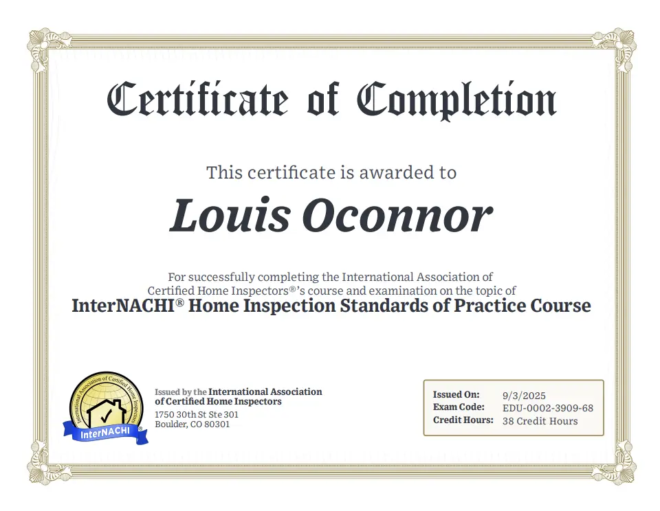 Preview of the InterNACHI Home Inspection Standards of Practice Certificate